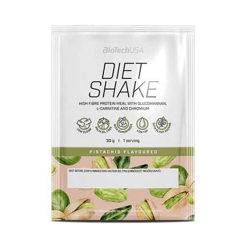 BioTechUSA Diet Shake ballaststoffreiches Eiweißgetränkepulver mit niedrigem Fettgehalt, mit Super-Lebensmitteln, frei von Palmöl.