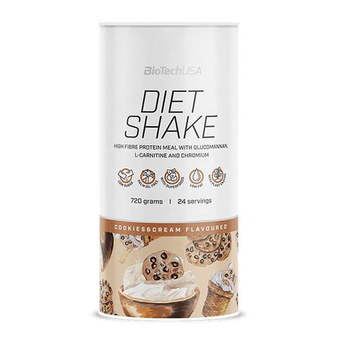 BioTechUSA Diet Shake ballaststoffreiches Eiweißgetränkepulver mit niedrigem Fettgehalt, mit Super-Lebensmitteln, frei von Palmöl.