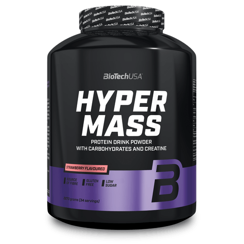 Hyper Mass ist eine Weight Gainer der Extraklasse! Dieser Massezuwachs-Drink enthält mit Kohlenhydraten, Proteinen und Kreatin alles, was man zum Muskelaufbau und für ein kraftvolles Training braucht.