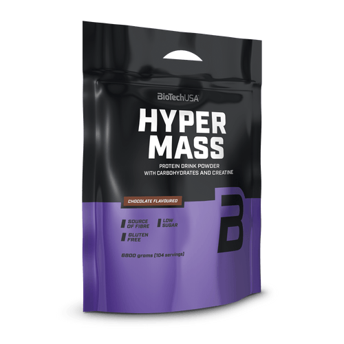 Hyper Mass ist eine Weight Gainer der Extraklasse! Dieser Massezuwachs-Drink enthält mit Kohlenhydraten, Proteinen und Kreatin alles, was man zum Muskelaufbau und für ein kraftvolles Training braucht.