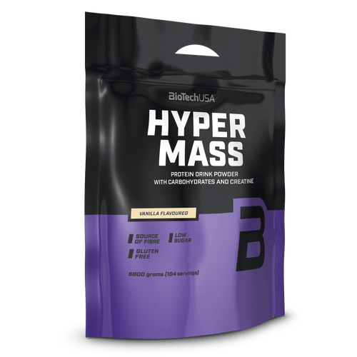 Hyper Mass ist eine Weight Gainer der Extraklasse! Dieser Massezuwachs-Drink enthält mit Kohlenhydraten, Proteinen und Kreatin alles, was man zum Muskelaufbau und für ein kraftvolles Training braucht.