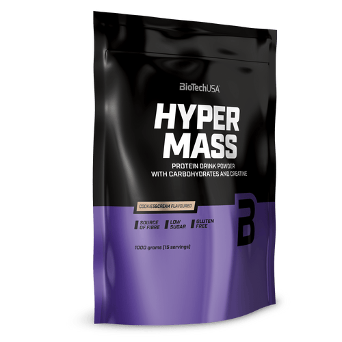 Hyper Mass ist eine Weight Gainer der Extraklasse! Dieser Massezuwachs-Drink enthält mit Kohlenhydraten, Proteinen und Kreatin alles, was man zum Muskelaufbau und für ein kraftvolles Training braucht.