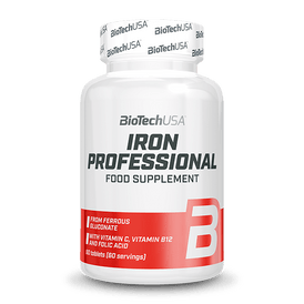 Iron Professional sind vegane Nahrungsergänzungstabletten mit Eisen, Vitamin C, Vitamin B12 és Folsäure für Eisenergänzung und Eisensubstitution. 