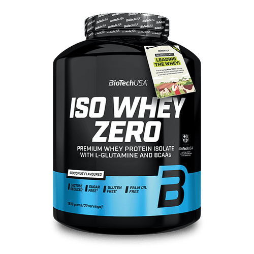 Premium Molkenprotein-Isolat Getränkepulver, mit reduziertem Laktosegehalt, zucker*- und glutenfrei**, mit zugesetzten BCAA und Glutamin Aminosäuren, Zucker und Süßstoff.
