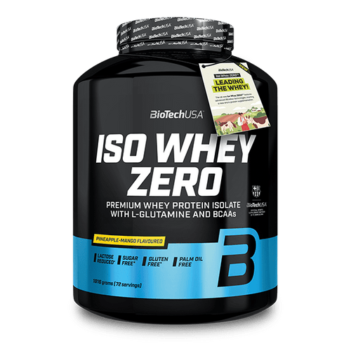 Premium Molkenprotein-Isolat Getränkepulver, mit reduziertem Laktosegehalt, zucker*- und glutenfrei**, mit zugesetzten BCAA und Glutamin Aminosäuren, Zucker und Süßstoff.