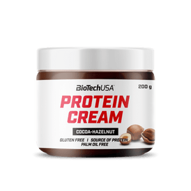 Protein Cream ist unser molkenproteinhaltiger Kakao-Haselnuss-Aufstrich. Wir haben eine gluten- und palmölfreie Proteincreme entwickelt!