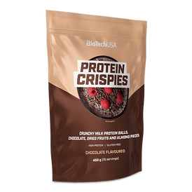 BioTechUSA Protein Crispies – Glutenfreies Frühstück mit hohem Proteingehalt und Schokogeschmack, mit Zucker und Süßungsmittel.