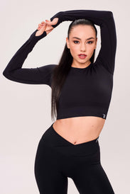 SEAMLESS LONG-SLEEVE CROP Damen Langarmshirt